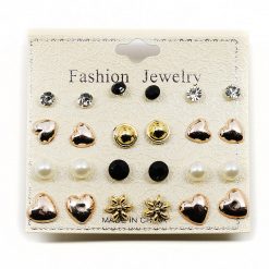 Fashion Jewelry 12-Pair Stud Earring Set Copper Hearts (2568) Accessories