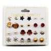 Fashion Jewelry 12-Pair Stud Earring Set Faux Ruby (2501) Accessories