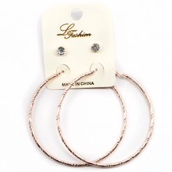 Le Fashion Accessories Rhinestone Studs And Textured Hoops Earring Combo (2542)
