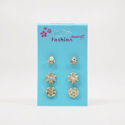 Fashion Jewelry 3-Pair Rhinestone Earring Set (#2516)