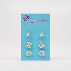 Fashion Jewelry 3-Pair Rhinestone Earring Set (#2516)