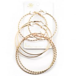 JK Collection 3-Pair Twisted Hoop Earring Set