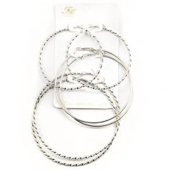 JK Collection 3-Pair Twisted Hoop Earring Set