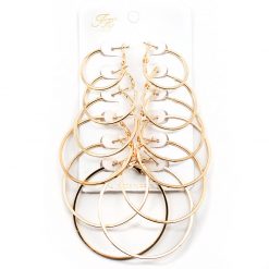 JK Collection 6-Pair Square Edge Hoop Earring Set Accessories
