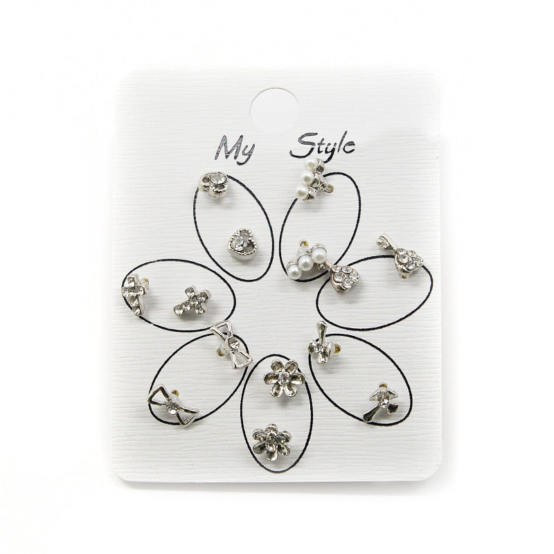 My Style 7-Pair Stud Earring Set (Silver Color, #2527)