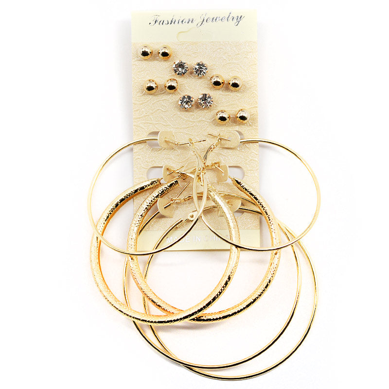 Fashion Jewelry Accessories 9-Pair Hoops And Studs Earring Assortment (2573)