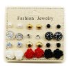 Fashion Jewelry Accessories 12-Pair Stud Earring Set With Roses (2569)