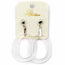 Le Fashion Clear Oval Hoops Earrings (2535)