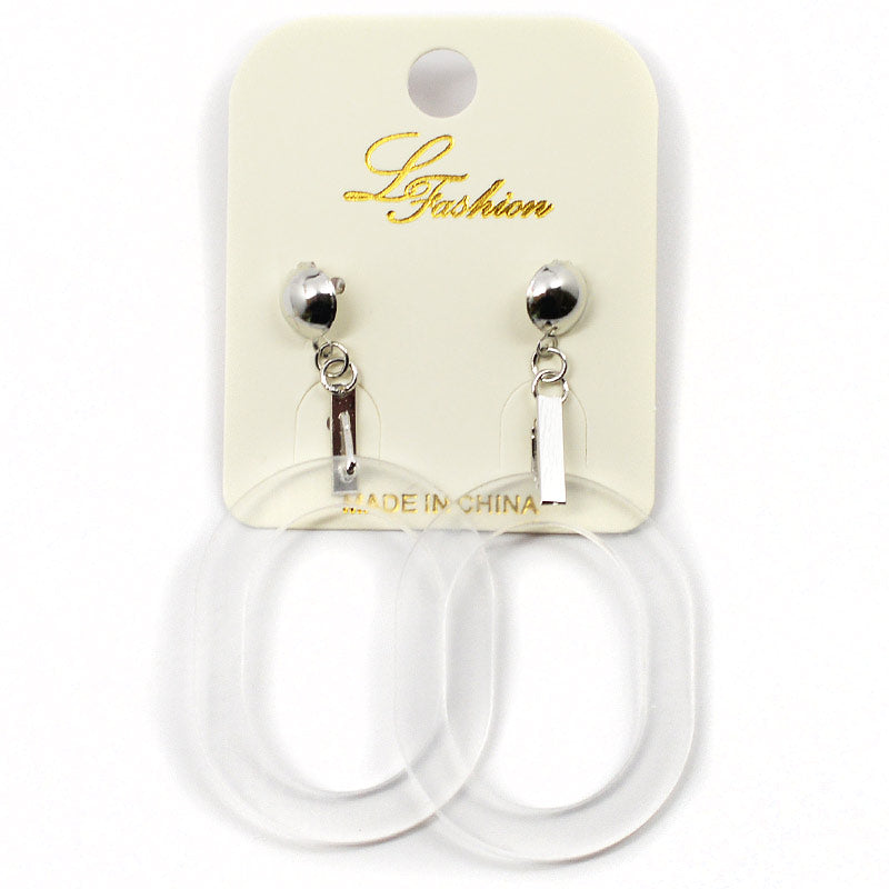 Le Fashion Clear Oval Hoops Earrings (2535)