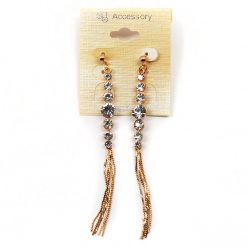 Accessory Dangling Rhinestone Earrings With Metallic Tassels (#2546) Accessories