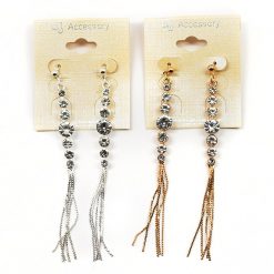 Accessory Dangling Rhinestone Earrings With Metallic Tassels (#2546) Accessories