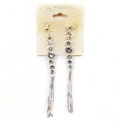 Accessory Dangling Rhinestone Earrings With Metallic Tassels (#2546) Accessories