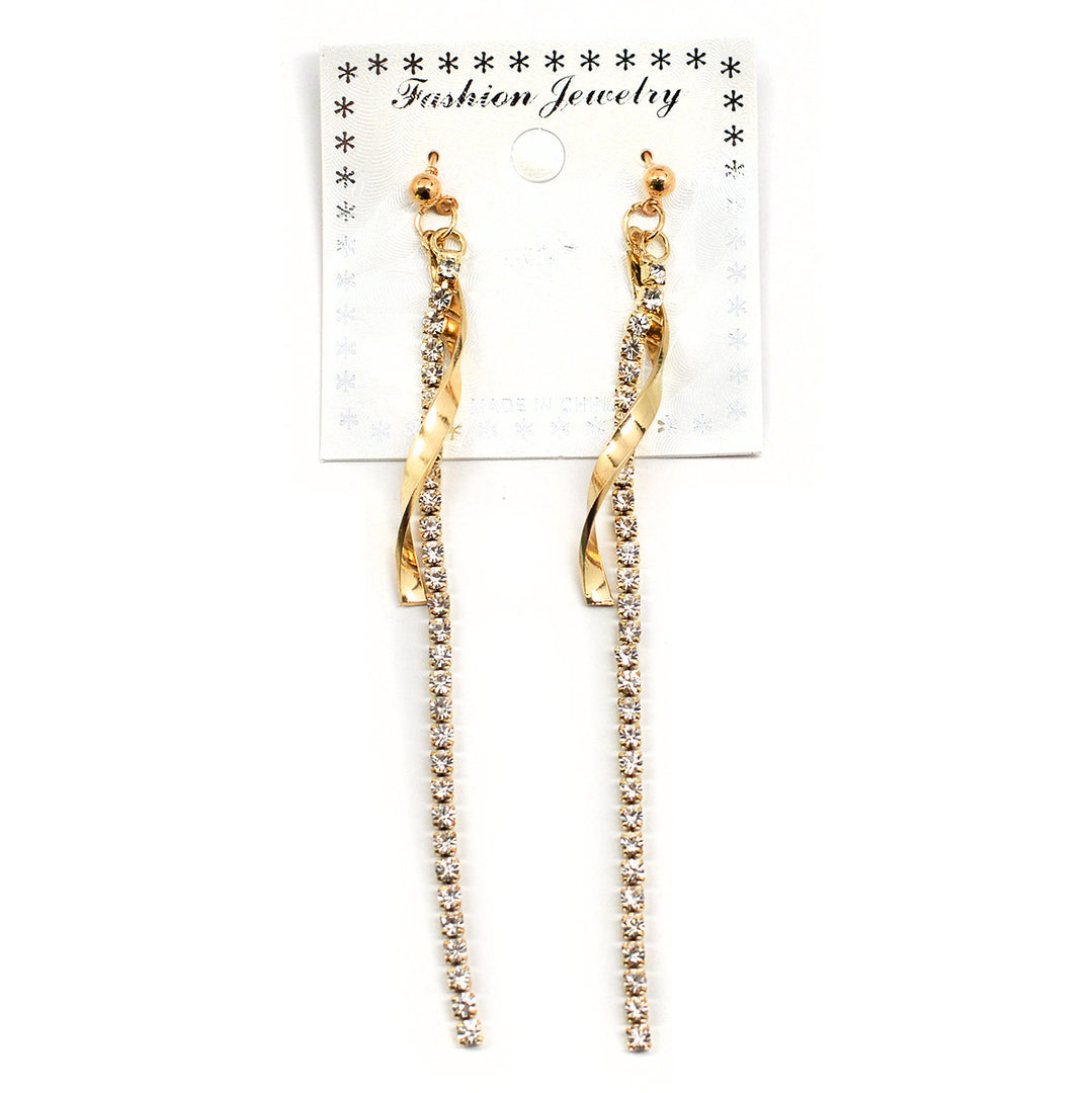 Fashion Jewelry Accessories Dangling Rhinestone String Earrings (2588)