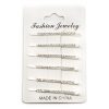 Fashion Jewelry Set Of 6 Rhinestone Bobby Pins - Silver Color (1044S) Hair