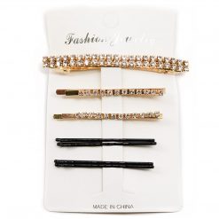 Fashion Jewelry Rhinestone Hair Clip Set - Gold Color (1045G)