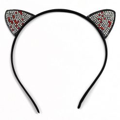 Minky Color Rhinestone Cat Ears Headband