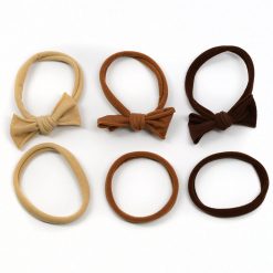 UBC Cotton Hair Ties With Bows - Browns (6 Pcs) Everything For $1