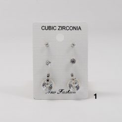 New Fashion Cubic Zirconia 3-Pair Earring Set (#2505) Accessories