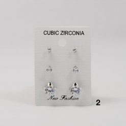 New Fashion Cubic Zirconia 3-Pair Earring Set (#2505) Accessories
