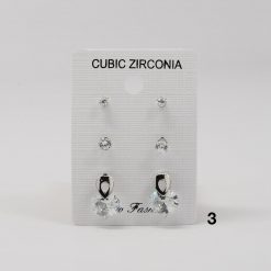 New Fashion Cubic Zirconia 3-Pair Earring Set (#2505) Accessories