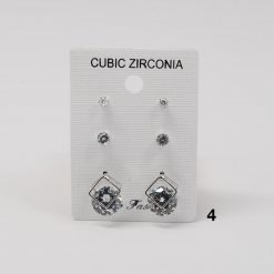 New Fashion Cubic Zirconia 3-Pair Earring Set (#2505) Accessories