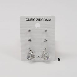 New Fashion Cubic Zirconia 3-Pair Earring Set (#2505) Accessories
