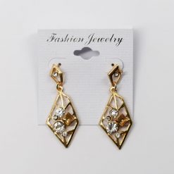 Fashion Jewelry Leaf Shaped With Rhinestones Dangling Earrings (#2519)