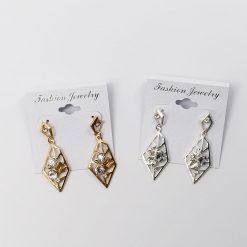 Fashion Jewelry Leaf Shaped With Rhinestones Dangling Earrings (#2519)