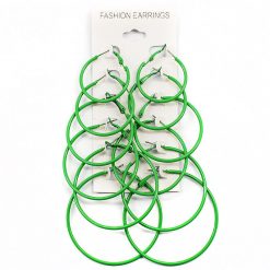 Fashion Jewelry 6-Pair Color Hoop Earrings (#2561)