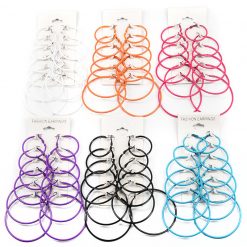 Fashion Jewelry 6-Pair Color Hoop Earrings (#2561)