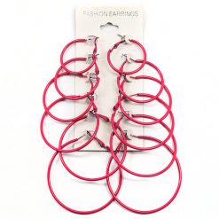 Fashion Jewelry 6-Pair Color Hoop Earrings (#2561)