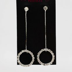 Fashion Jewelry Accessories Rhinestone Circle On Chain Earrings