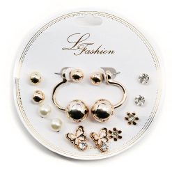 Fashion Jewelry Accessories 6-Pair Balls And Butterflies Earring Set (2577)