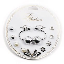 Fashion Jewelry Accessories 6-Pair Balls And Butterflies Earring Set (2577)