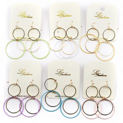 Le Fashion Accessories Dangling Triple Hoops Earrings