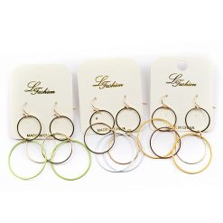 Le Fashion Accessories Dangling Triple Hoops Earrings