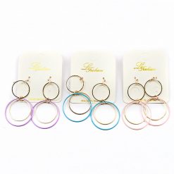 Le Fashion Accessories Dangling Triple Hoops Earrings