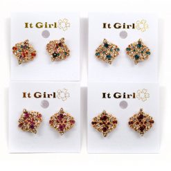 Accessories It Girl Flower Pattern With Colorful Rhinestone Clusters (#2563)