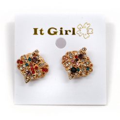 Accessories It Girl Flower Pattern With Colorful Rhinestone Clusters (#2563)