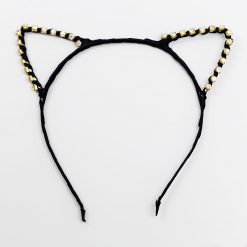 Always Mei Gold Rhinestone Cat Ears Headband Hair