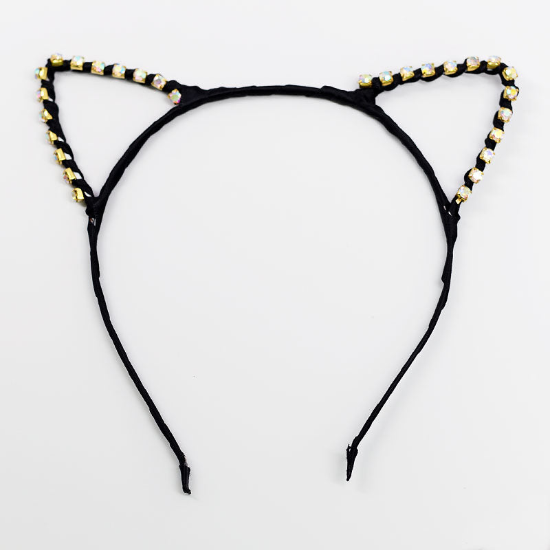 Online Shopping in the USA Always Mei Gold Rhinestone Cat Ears