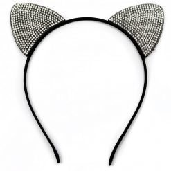 Minky Rhinestone Cat Ears Headband Hair
