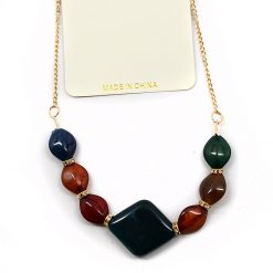 Le Fashion Accessories Faux Stone Necklace And Rhinestone Earrings (2529)